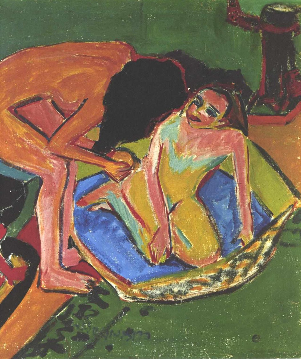 Marcella ve Fränzi stüdyoda by Ernst Ludwig Kirchner