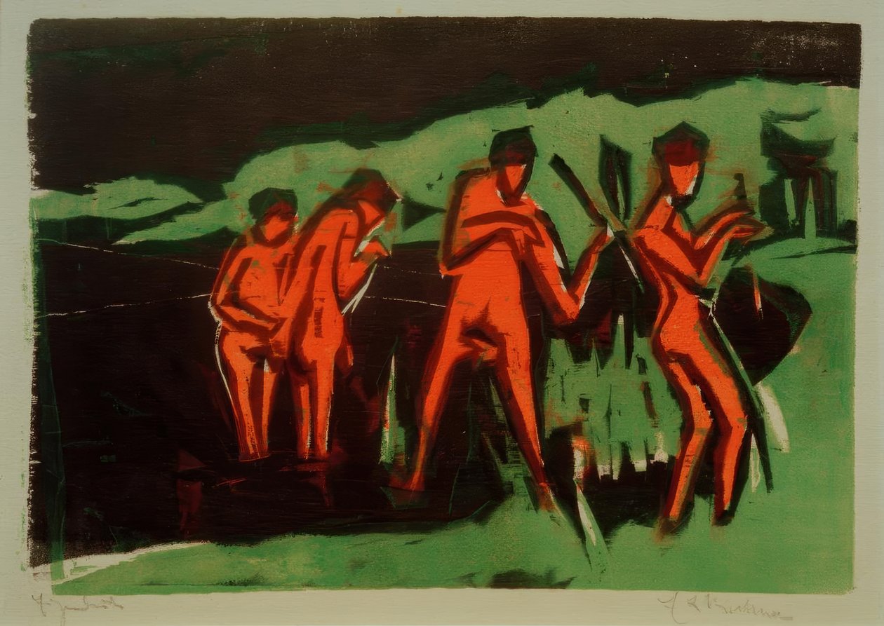 Banyo yapanlar saz fırlatıyor by Ernst Ludwig Kirchner