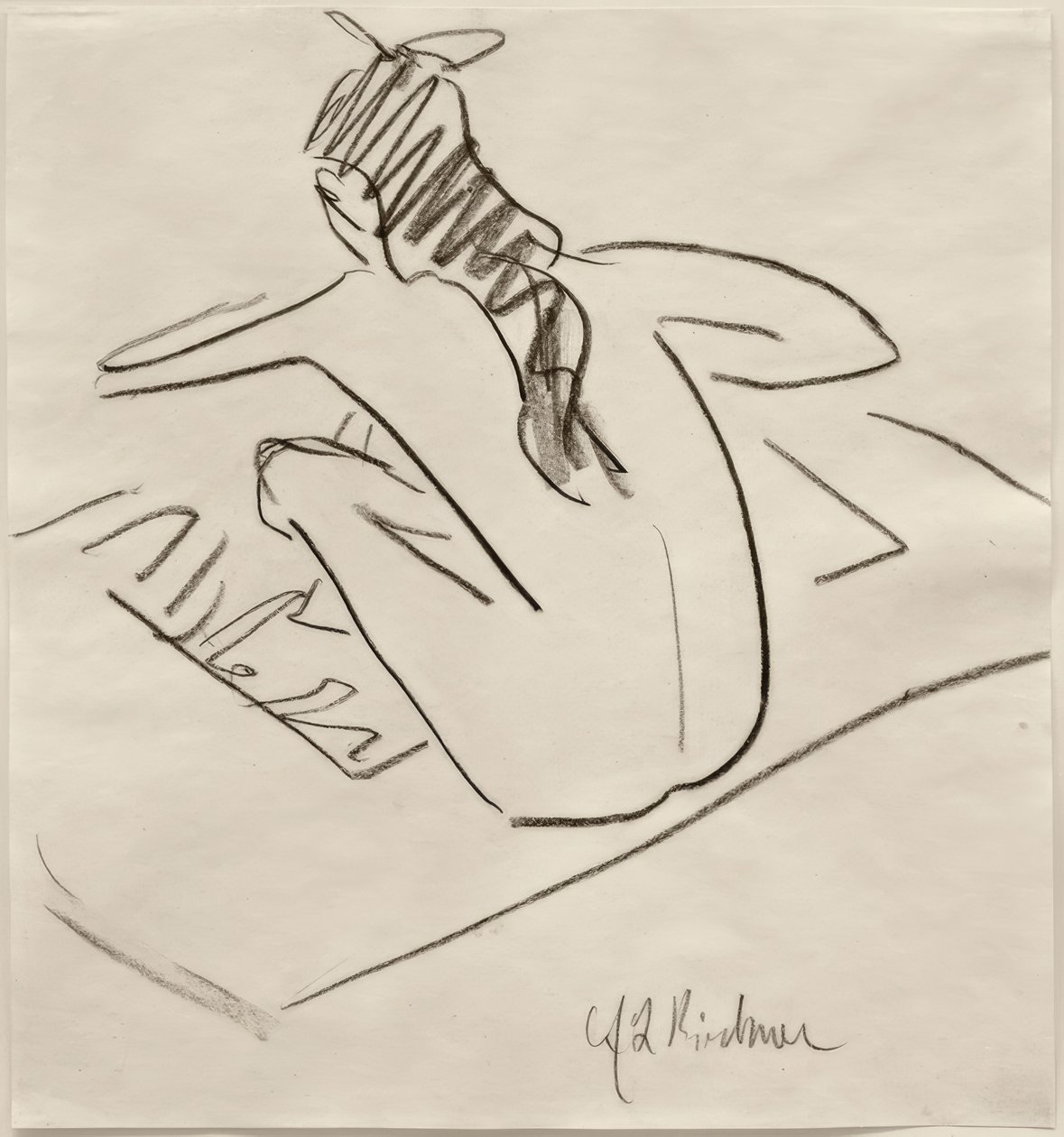 İsimsiz (Oturan Fränzi arkadan) by Ernst Ludwig Kirchner