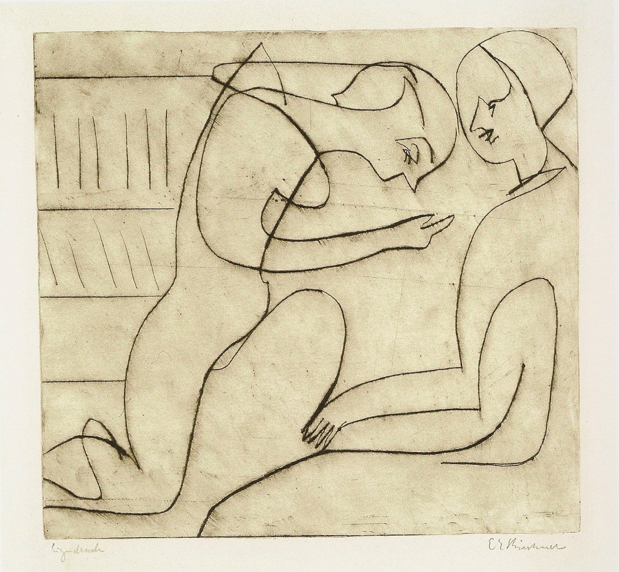 Çift kütüphanede by Ernst Ludwig Kirchner