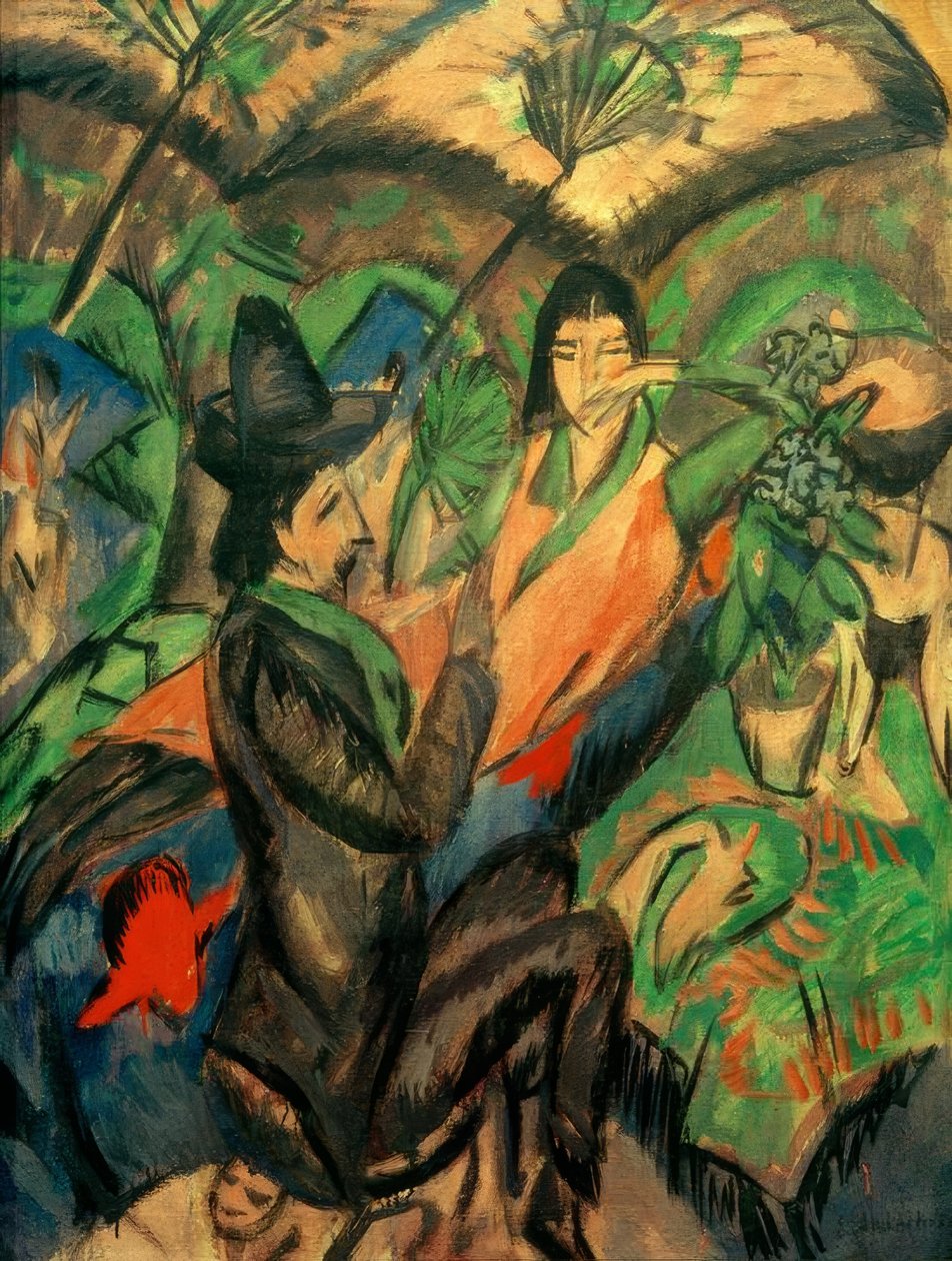 Japon şemsiyesi altında çift by Ernst Ludwig Kirchner
