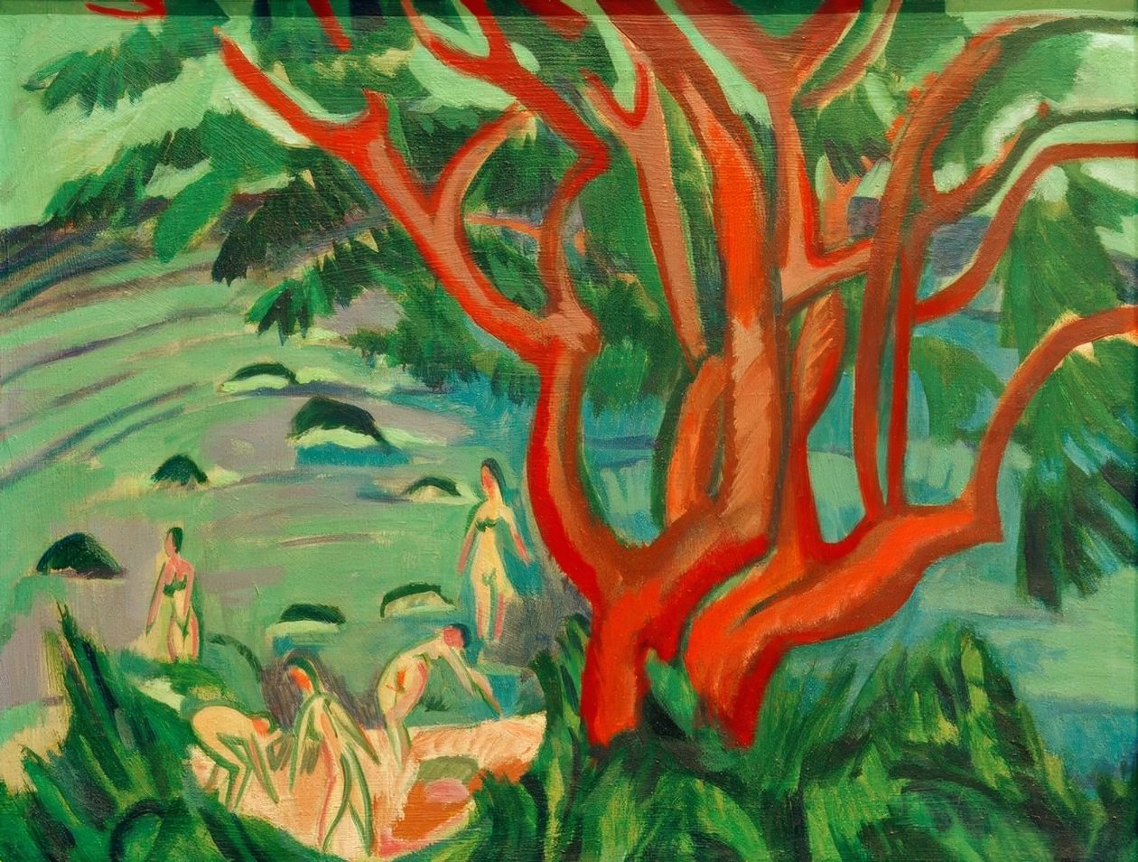 Sahilde kırmızı ağaç by Ernst Ludwig Kirchner