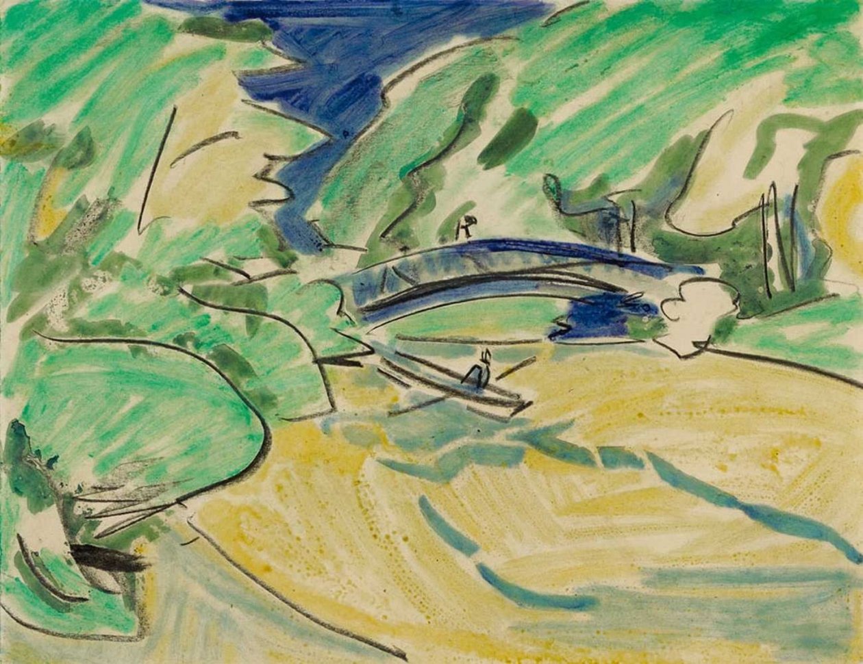 Köprünün altında kayık by Ernst Ludwig Kirchner