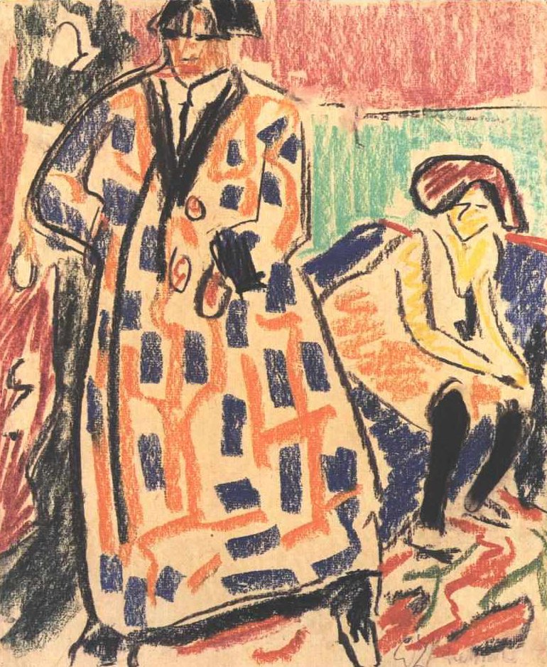 Bir modelle kendi kendine portre by Ernst Ludwig Kirchner