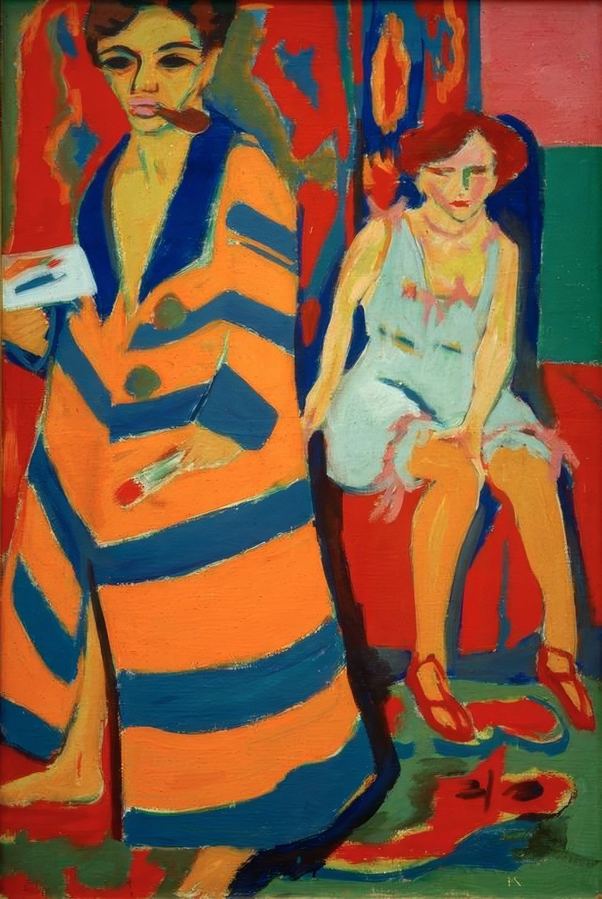 Bir modelle kendi kendine portre by Ernst Ludwig Kirchner