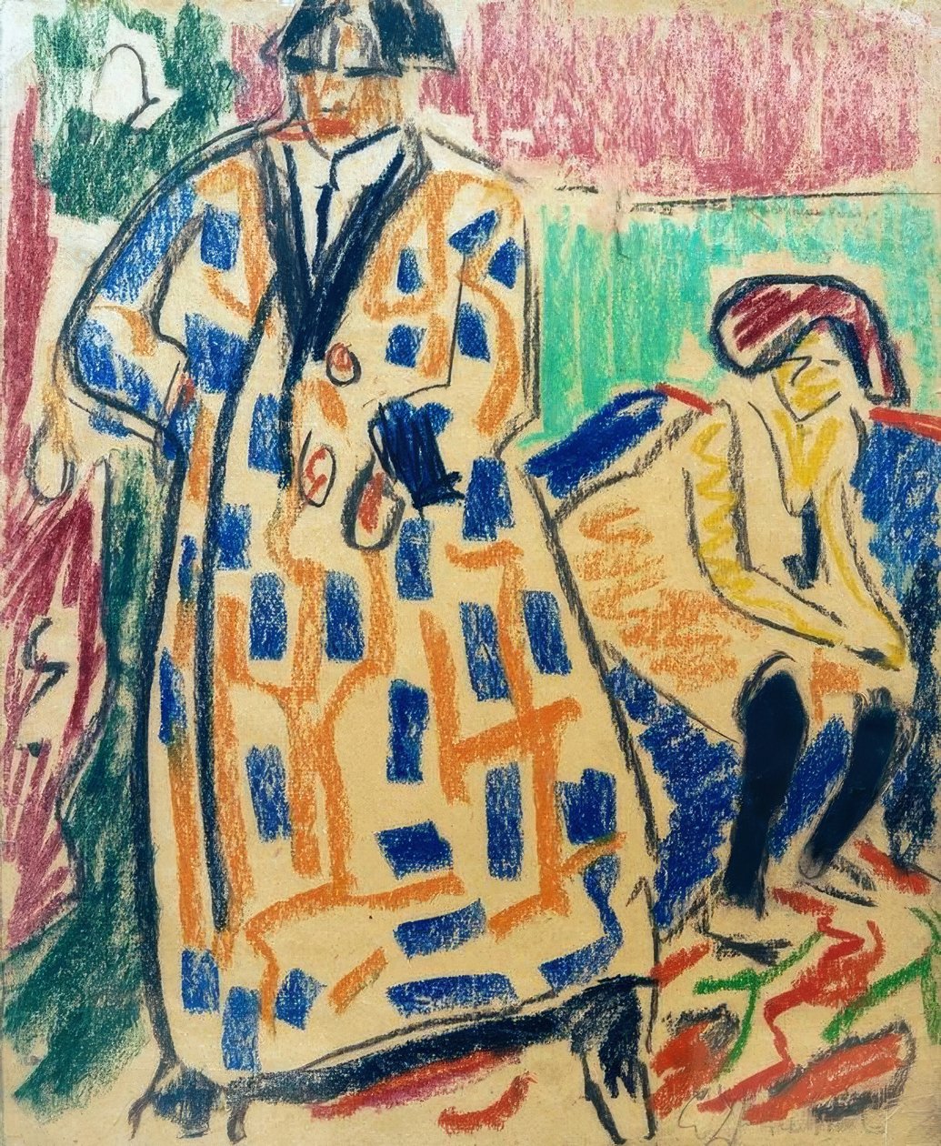 Bir modelle kendi kendine portre by Ernst Ludwig Kirchner