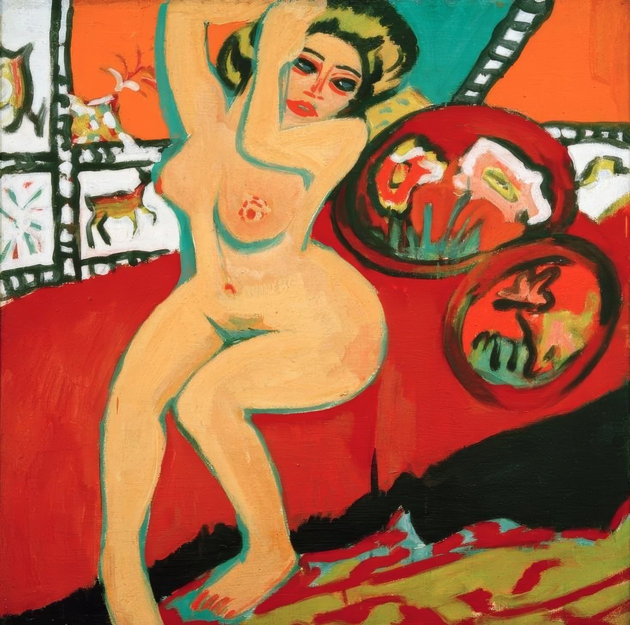 Kollarını kaldırarak oturma eylemi by Ernst Ludwig Kirchner