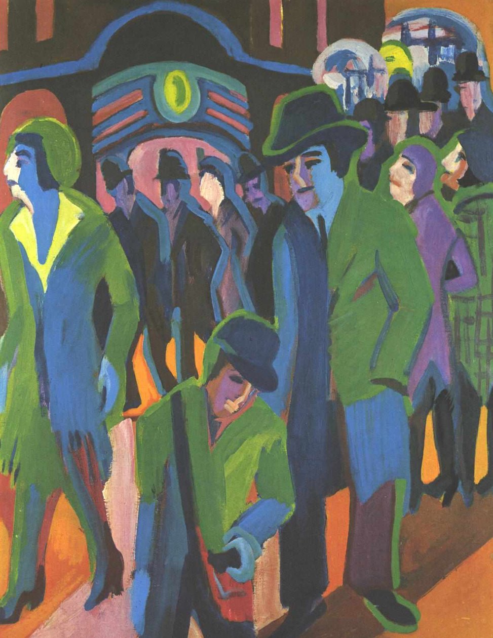 Yoldan geçenler ile sokak by Ernst Ludwig Kirchner
