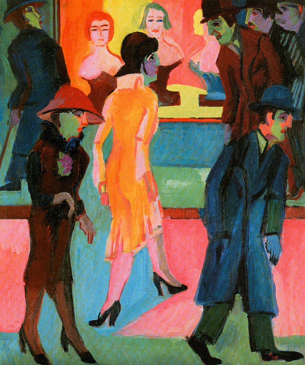 Berber dükkanının önündeki sokak sahnesi by Ernst Ludwig Kirchner
