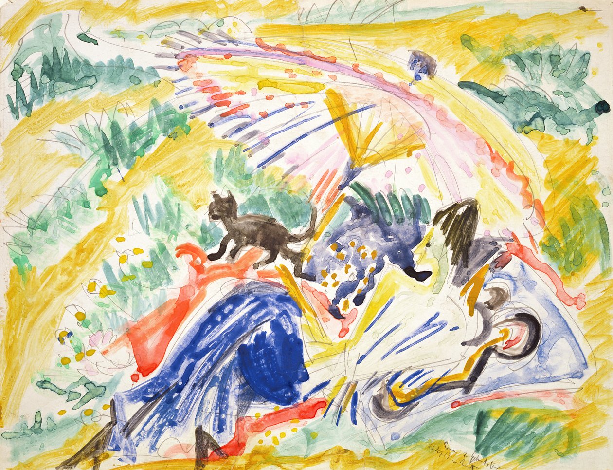 Güneşlenme, 1919 (kağıt üzerine kurşun kalem üzerine wc) by Ernst Ludwig Kirchner