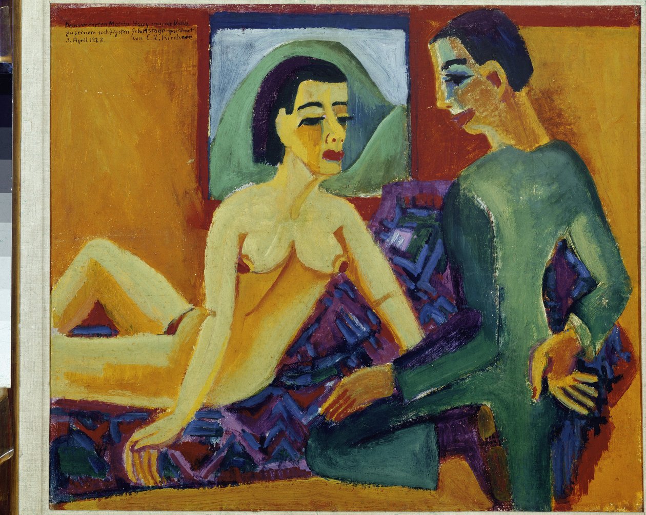 The Couple - Painting by Ernst Ludwig Kirchner (1880-1938), oil on canvas, 59x69 cm, 1923. Paris, National Museum of Modern Art Centre Pompidou by Ernst Ludwig Kirchner