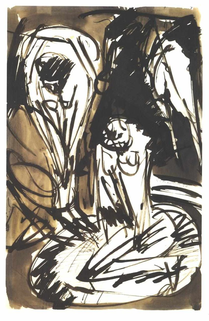 Küvette banyo yapan iki kız by Ernst Ludwig Kirchner
