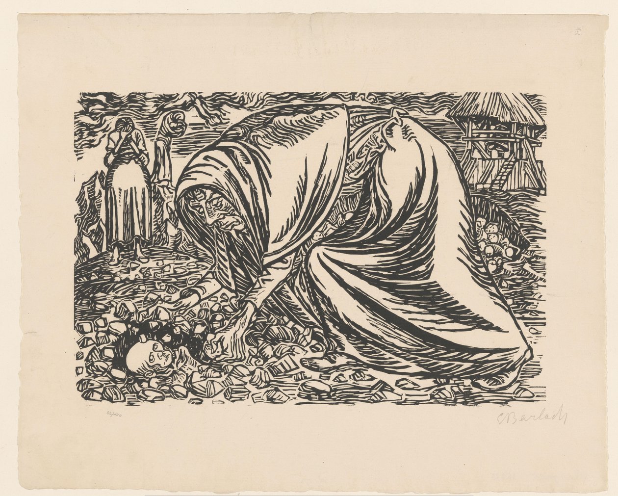 Ölen çocuk toprağa verildi by Ernst Barlach (signed by artist)