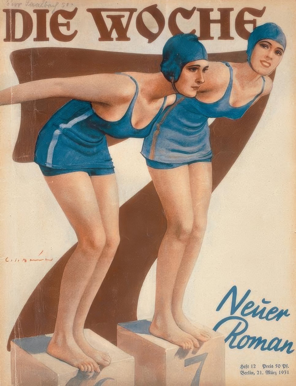 Baştaki yüzücüler / E. Heilemann by Ernst Heilemann