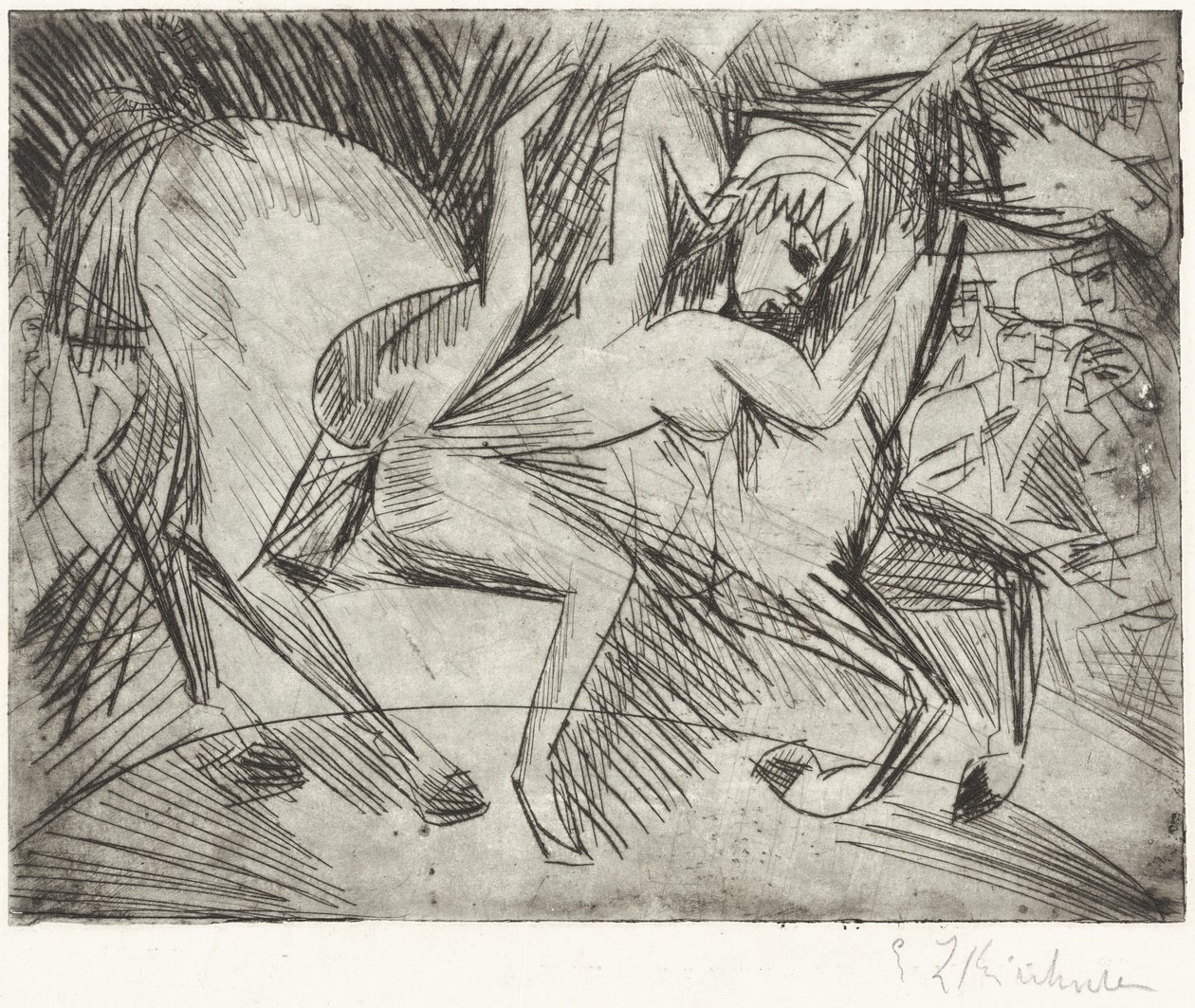 Atlı Voltigeuse Üzerinde Akrobat, 1913. by Ernst Ludwig Kirchner