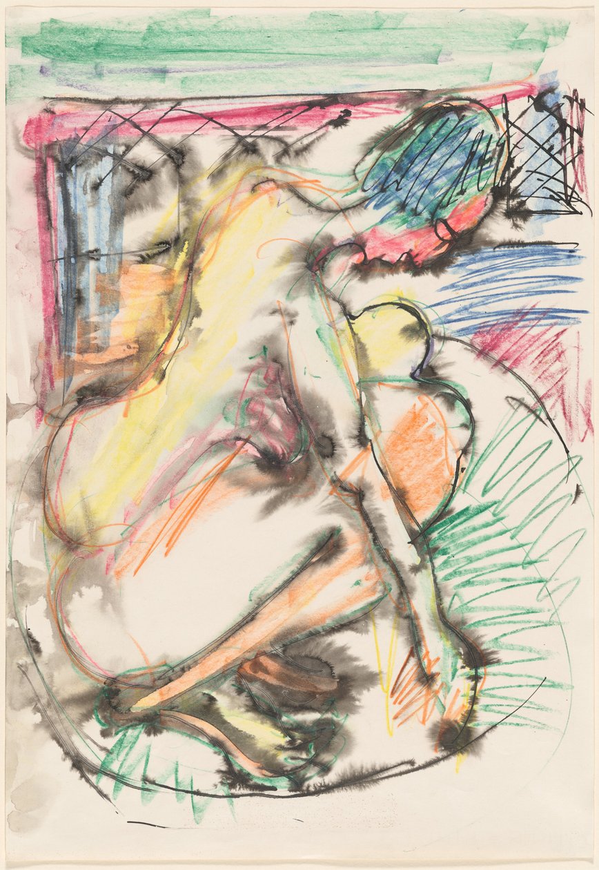 Erna Küvette Yıkanıyor, 19131914. by Ernst Ludwig Kirchner