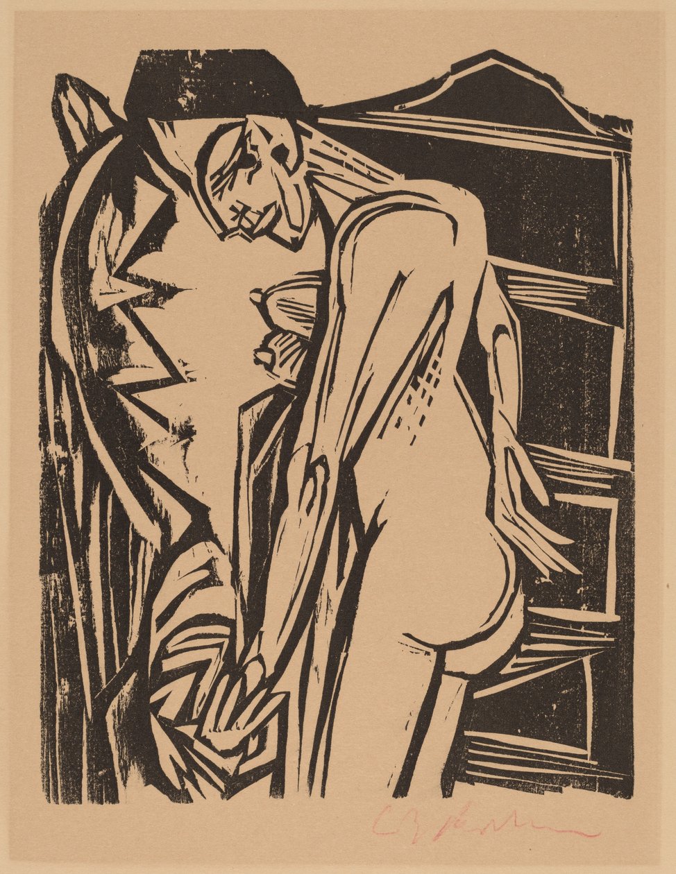 Kabine Önünde Çıplak Kadın, 1916. by Ernst Ludwig Kirchner
