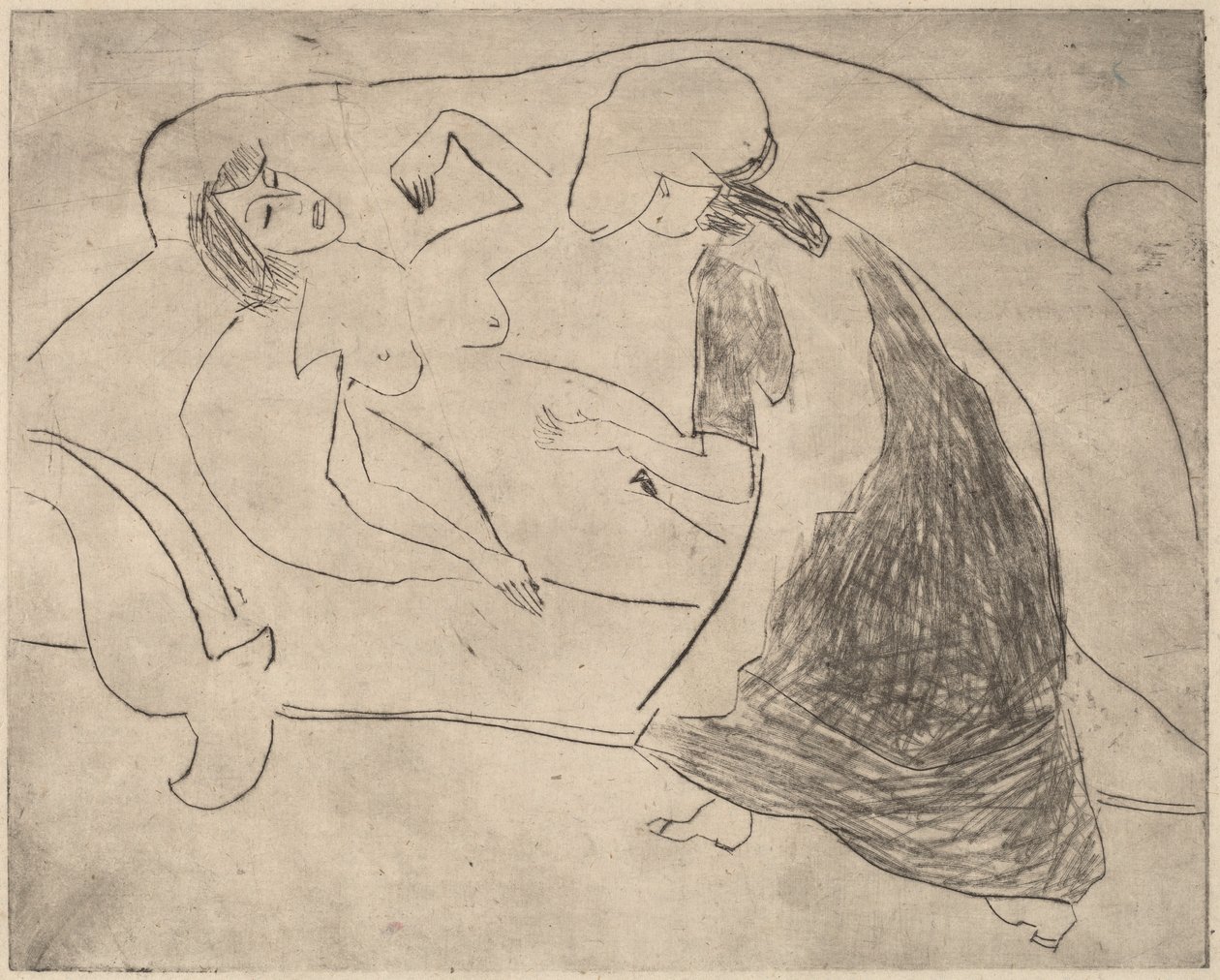 Bir Başka Karnını Ovalayan Kız, 1910. by Ernst Ludwig Kirchner