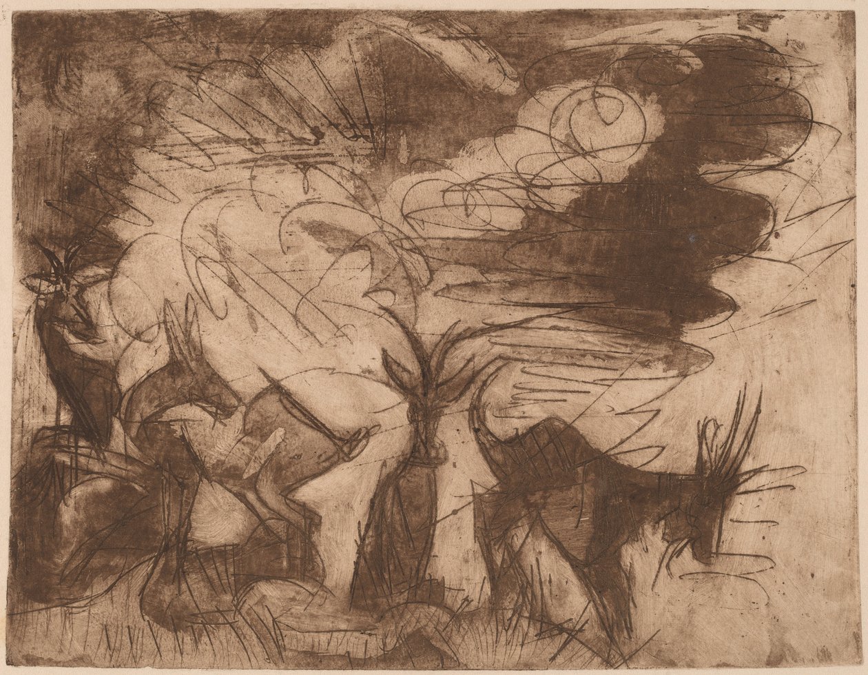 Keçiler ve Bulutlar, 1919. by Ernst Ludwig Kirchner