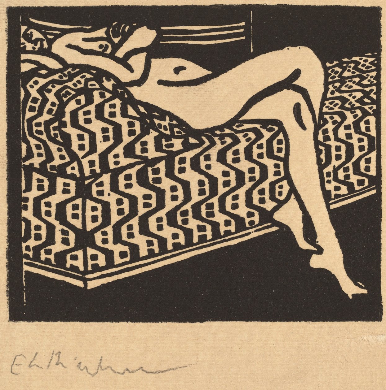 Kanepede Yatan Çıplak Kız, 1905. by Ernst Ludwig Kirchner