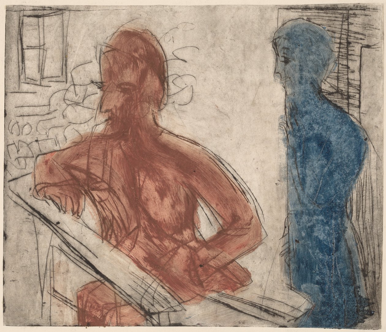 Köylü ve Kız, 1921. by Ernst Ludwig Kirchner