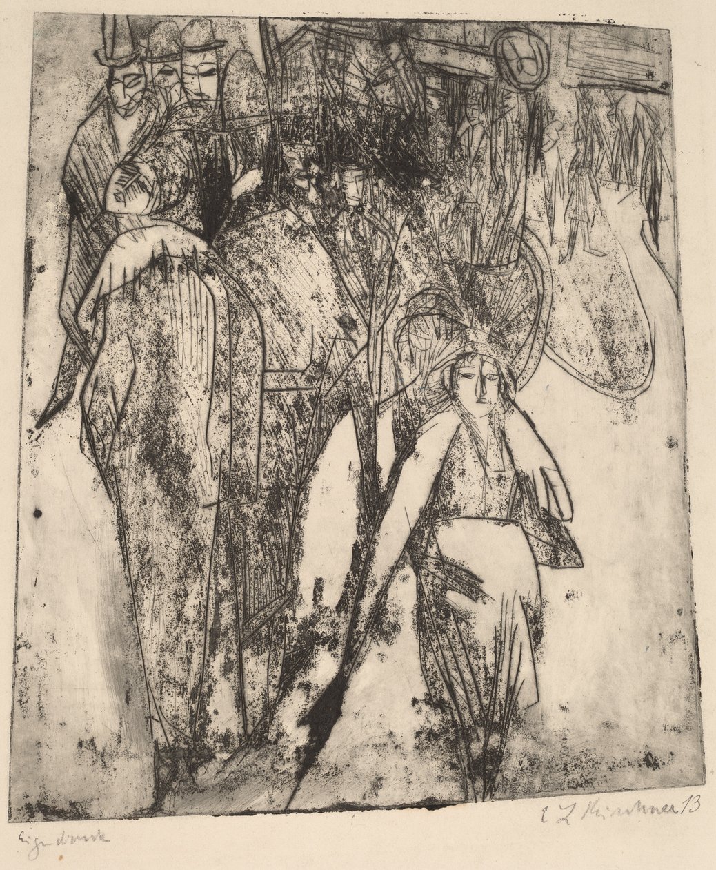 Bir Omnibus ile Sokak Manzarası, 1914. by Ernst Ludwig Kirchner