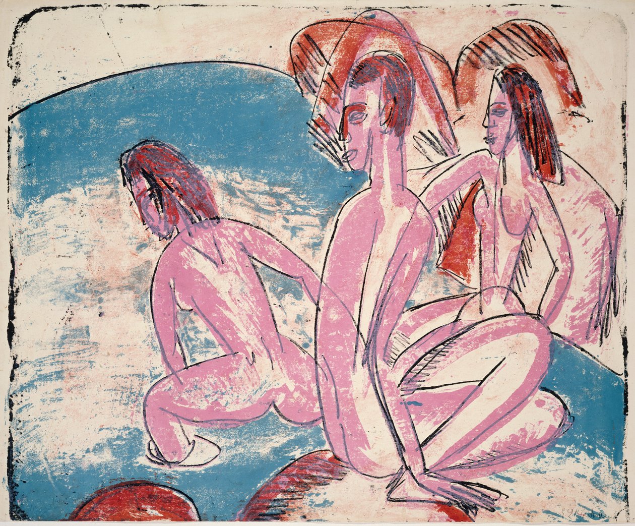 Stones tarafından Üç Yıkananlar, 1913. by Ernst Ludwig Kirchner