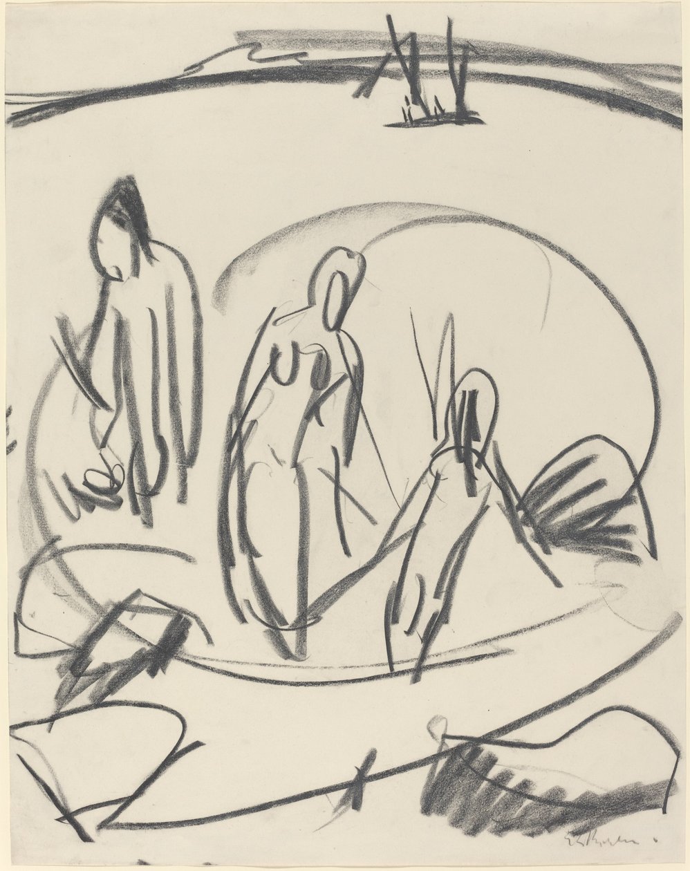 Denizde Üç Yıkananlar, c. 1914. by Ernst Ludwig Kirchner