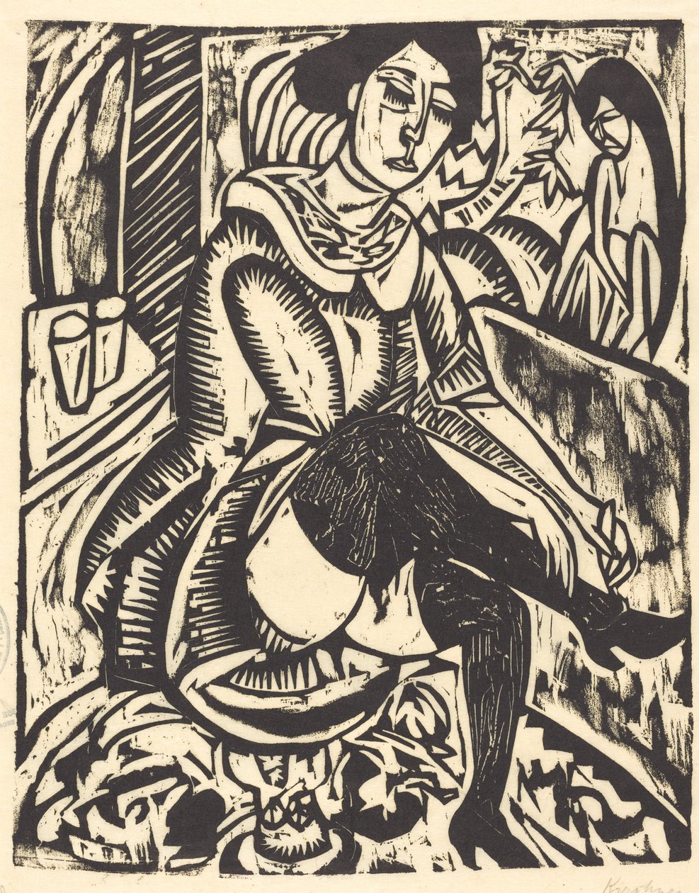 Ayakkabısını Bağlayan Kadın Frau, Schuh Zuknopfend, 1912. by Ernst Ludwig Kirchner