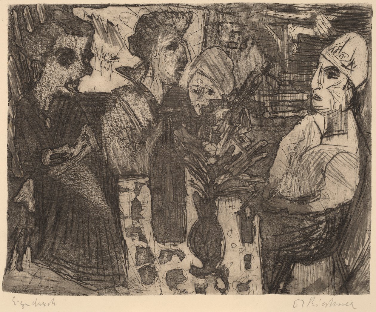 Bir Odada Masada Kadınlar, 1920. by Ernst Ludwig Kirchner