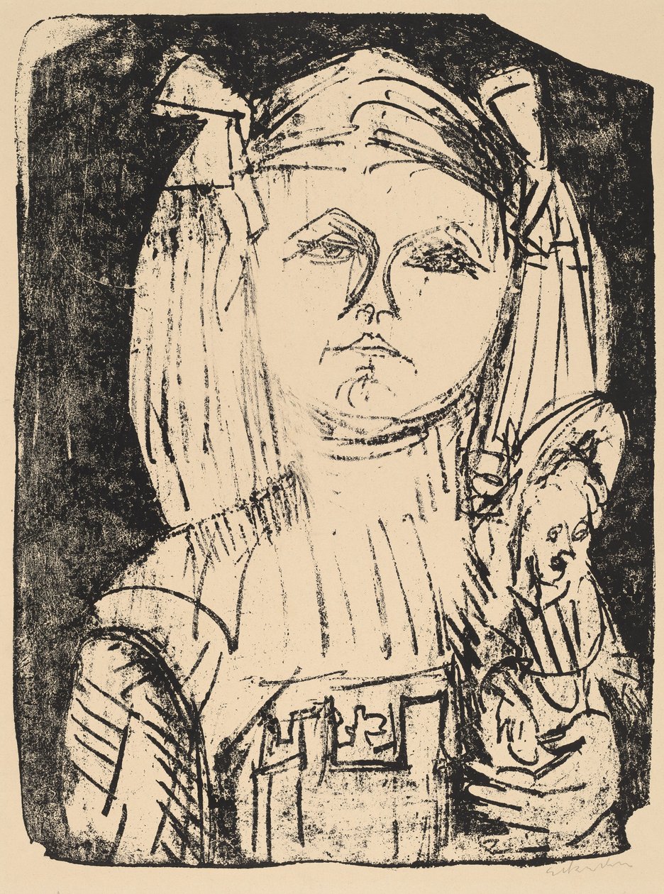 Oyuncak Bebekli Genç Kız, 1916. by Ernst Ludwig Kirchner