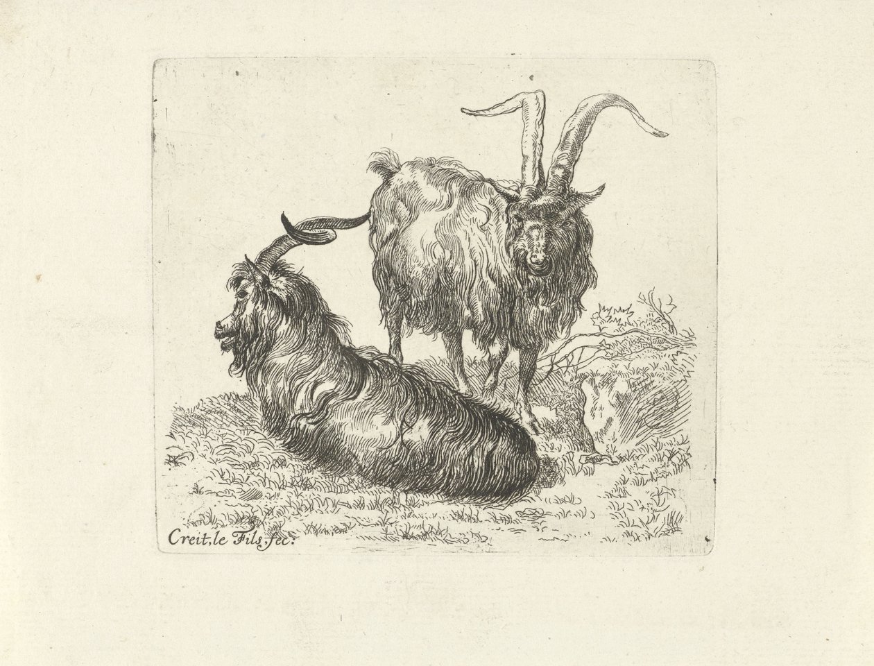 Bir çayırda iki koç by Ernst Ludwig Creite