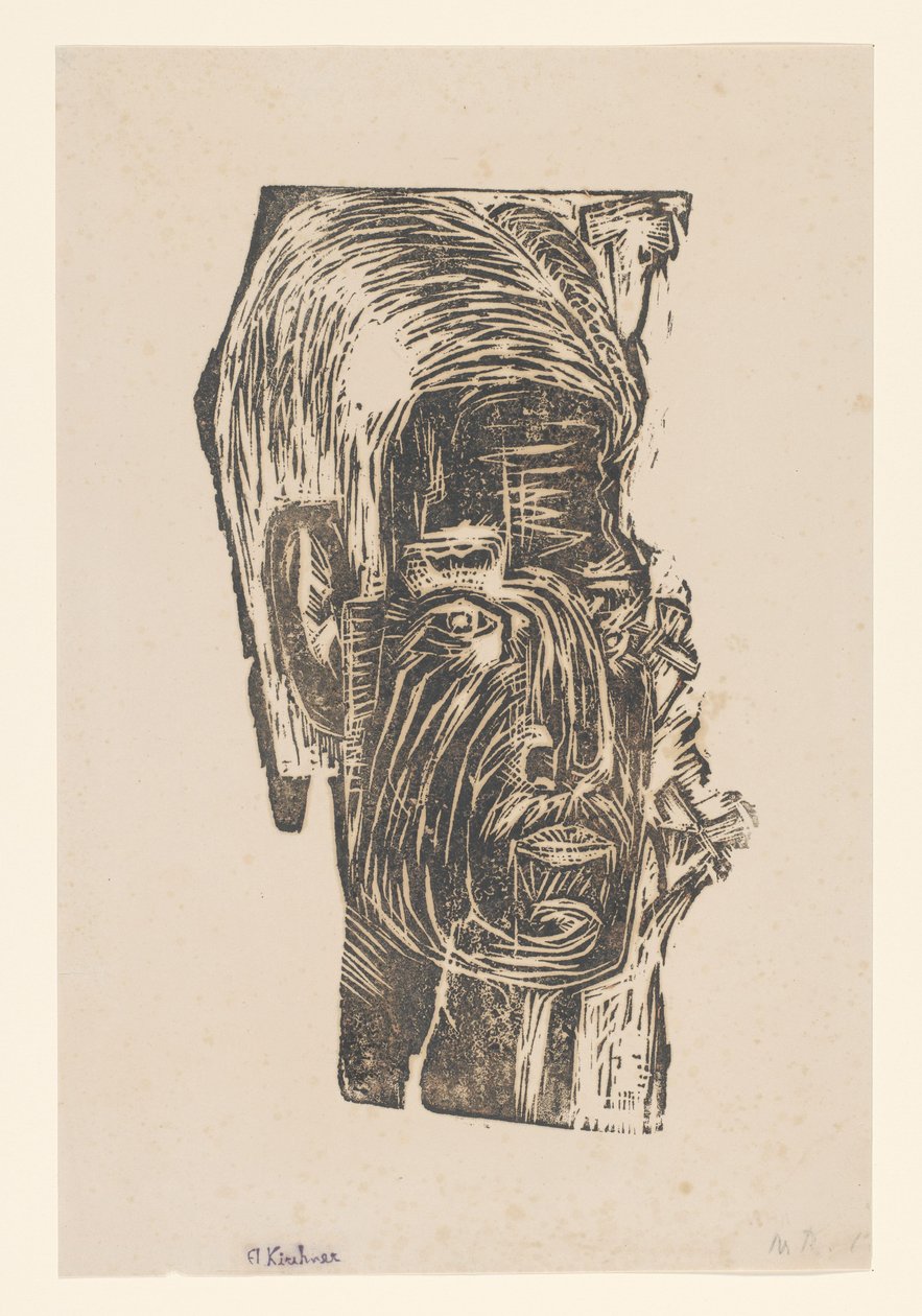 Bilinmeyen bir adamın portresi by Ernst Ludwig Kirchner (signed by artist)