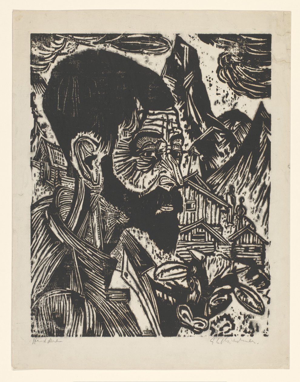Sennkopf (Martin Schmied) (orijinal başlık) by Ernst Ludwig Kirchner (signed by artist)