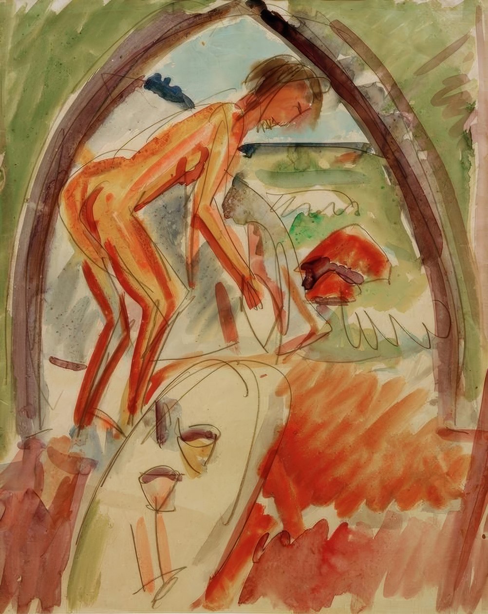 çıplak içinde the kemer by Ernst Ludwig Kirchner