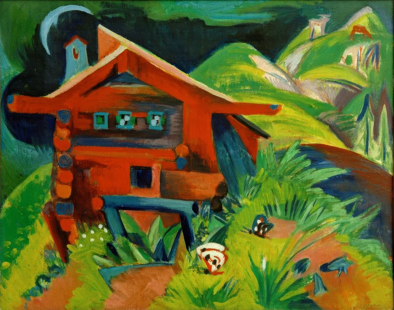 Alp kulübesi; kırmızı alfa by Ernst Ludwig Kirchner