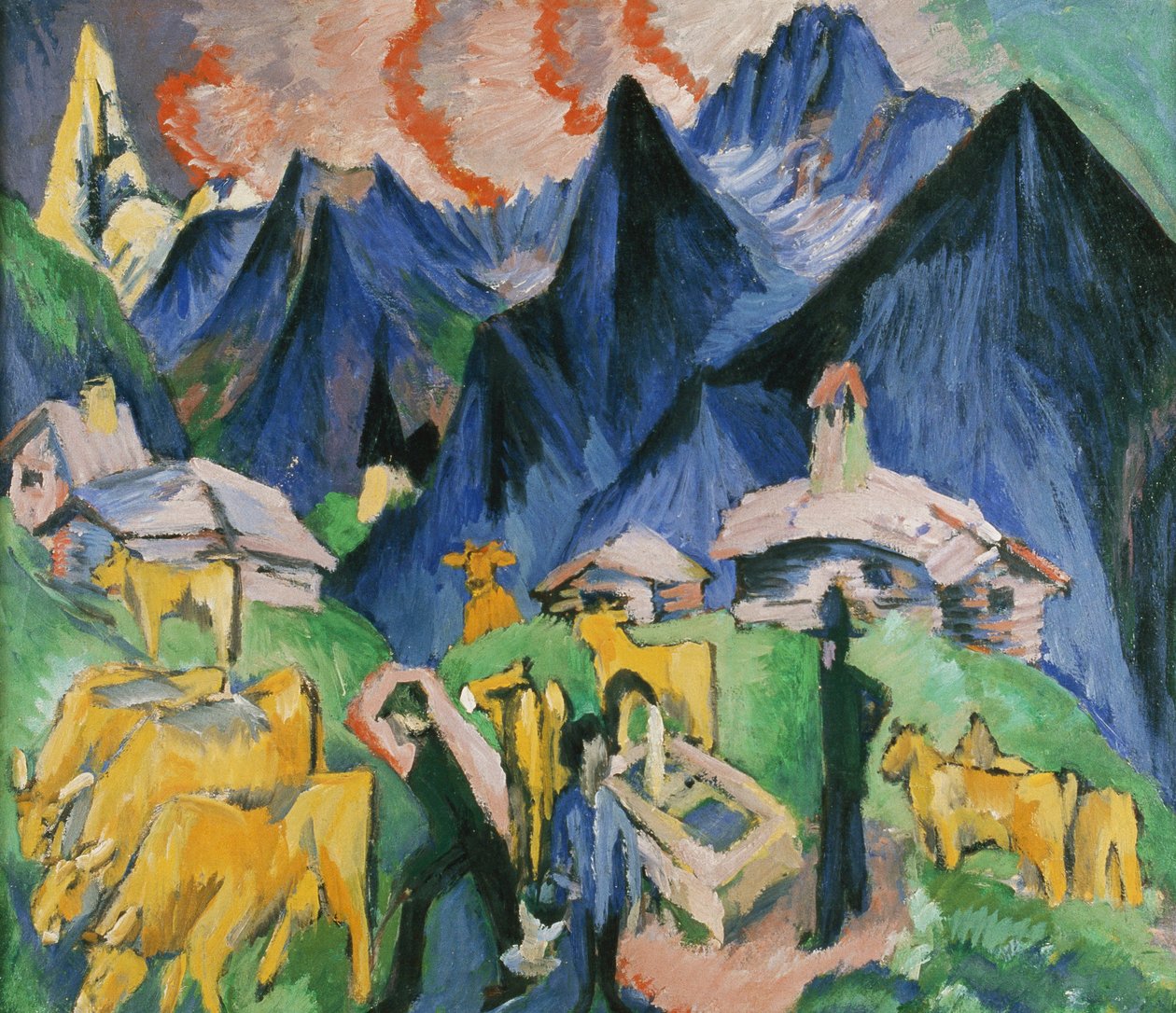 Alpleben, Triptik; Alpleben, Triptikon, 1918 by Ernst Ludwig Kirchner