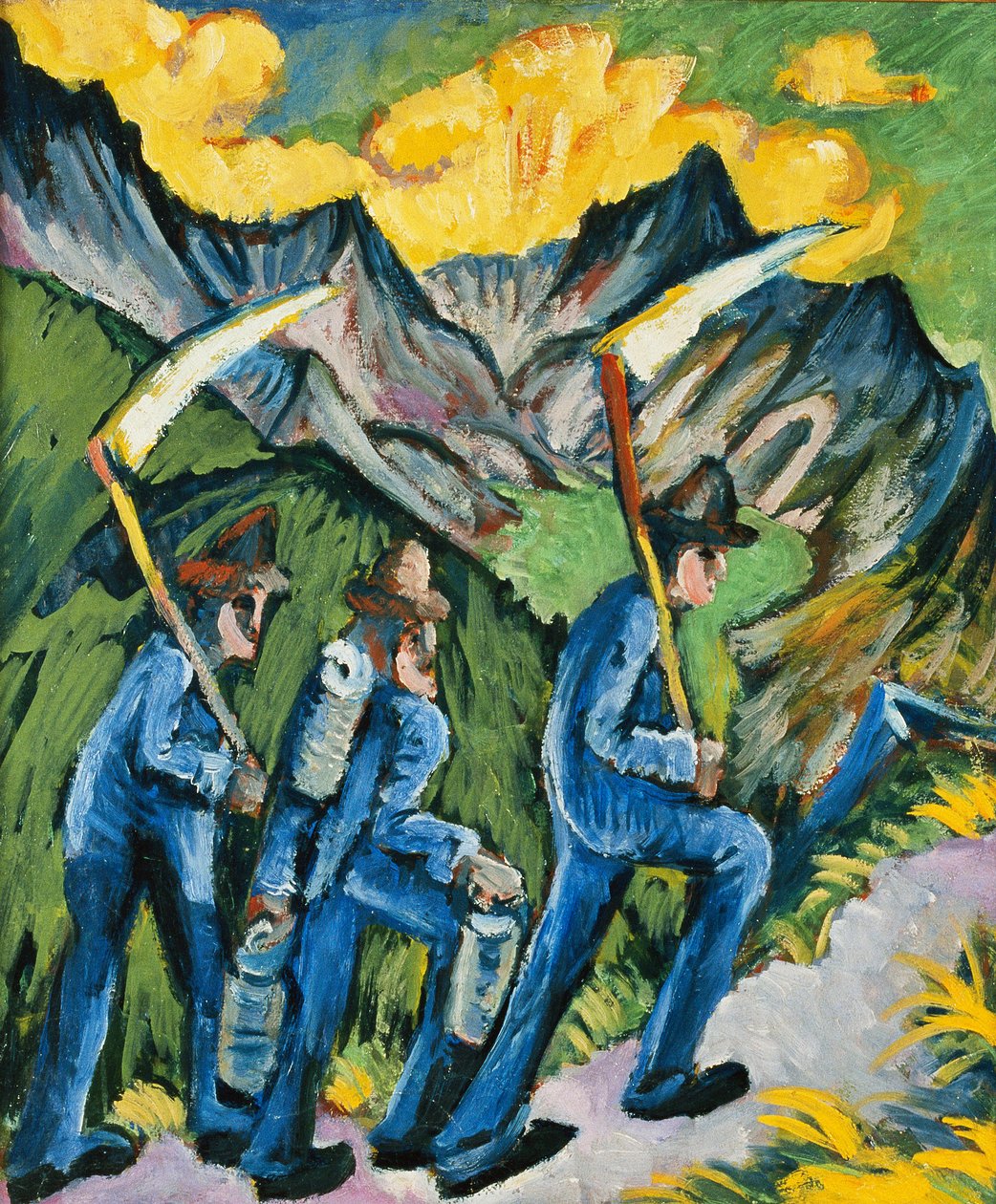 Alpleben, Triptik; Alpleben, Triptikon, 1918 by Ernst Ludwig Kirchner