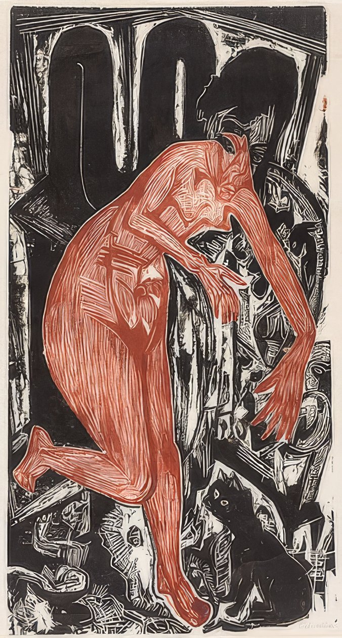 Ocakta yıkanan kadın. 1919 by Ernst Ludwig Kirchner