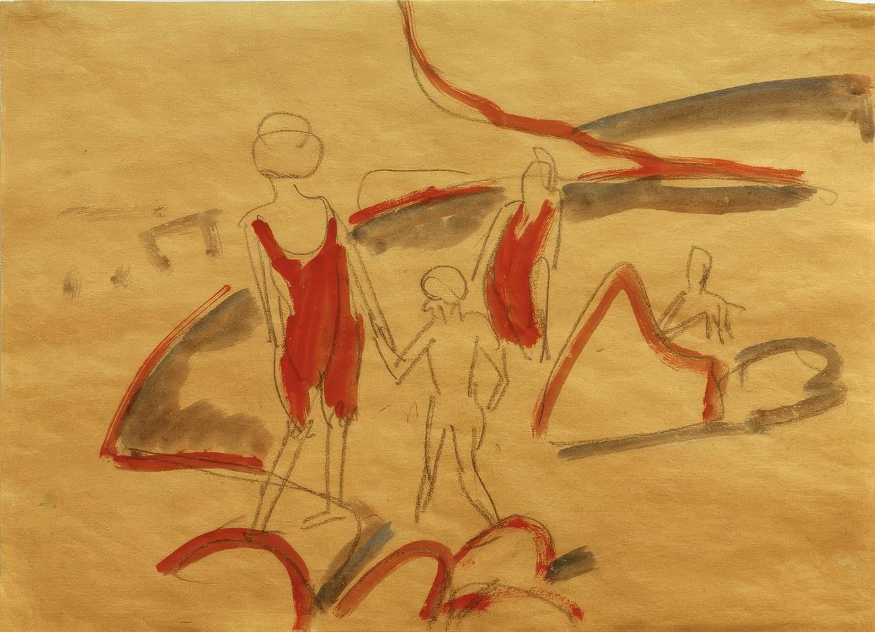 Fehmarn sahilinde yıkananlar by Ernst Ludwig Kirchner
