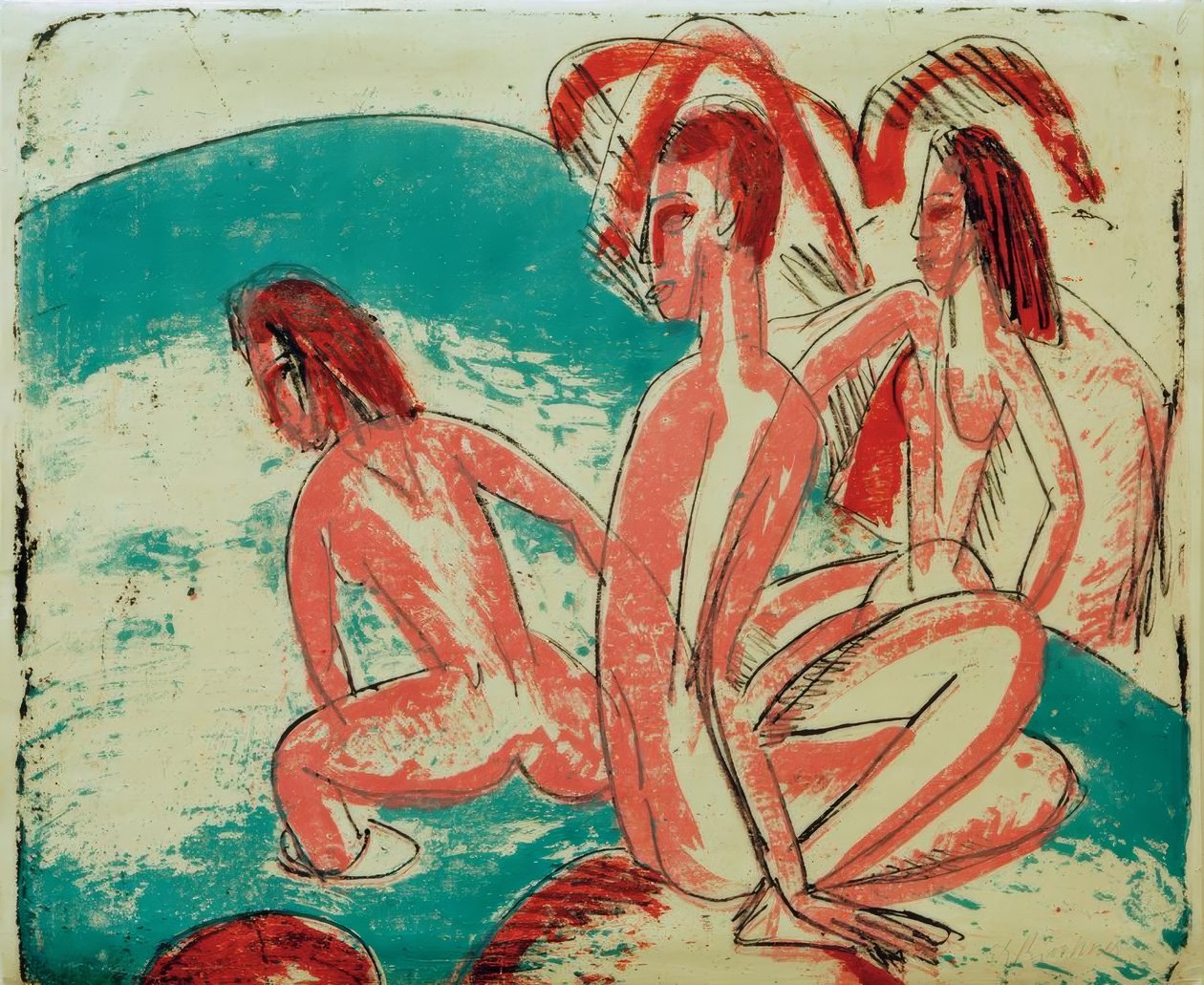 Taşların üzerinde yıkananlar by Ernst Ludwig Kirchner