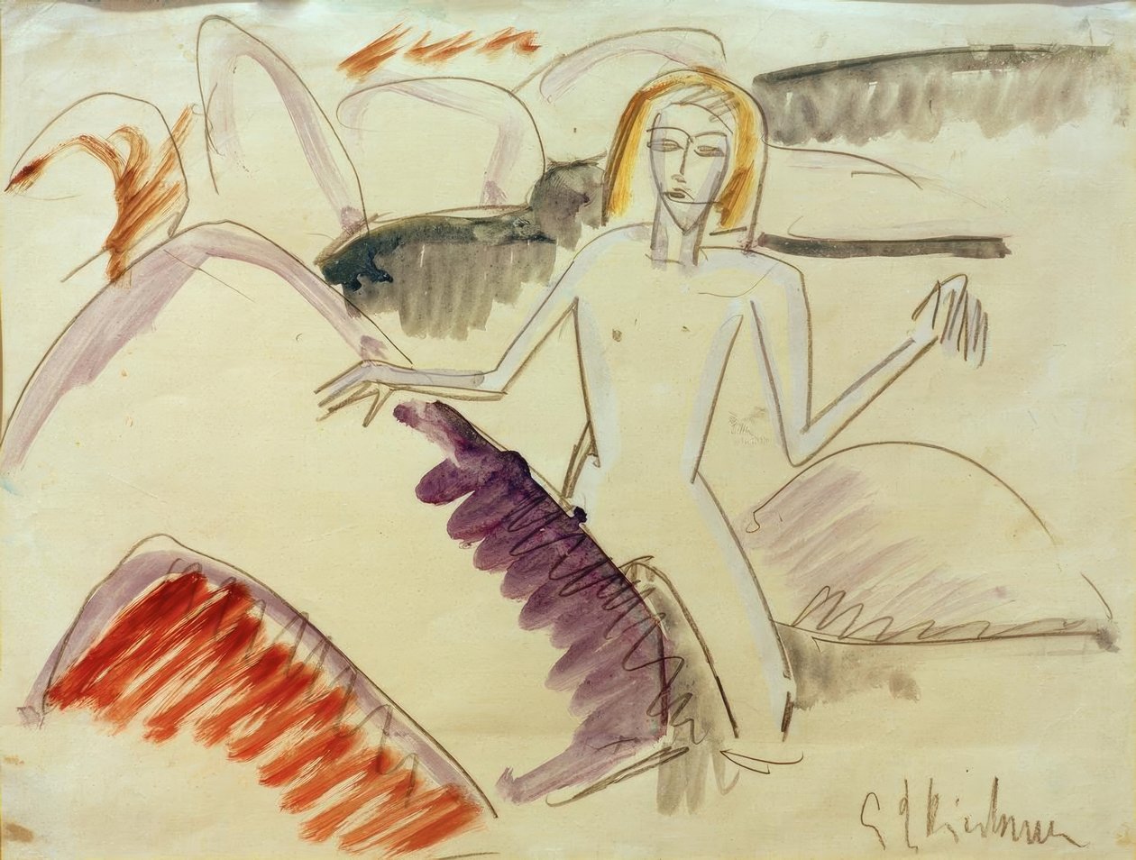 Taşların üzerinde yıkananlar by Ernst Ludwig Kirchner