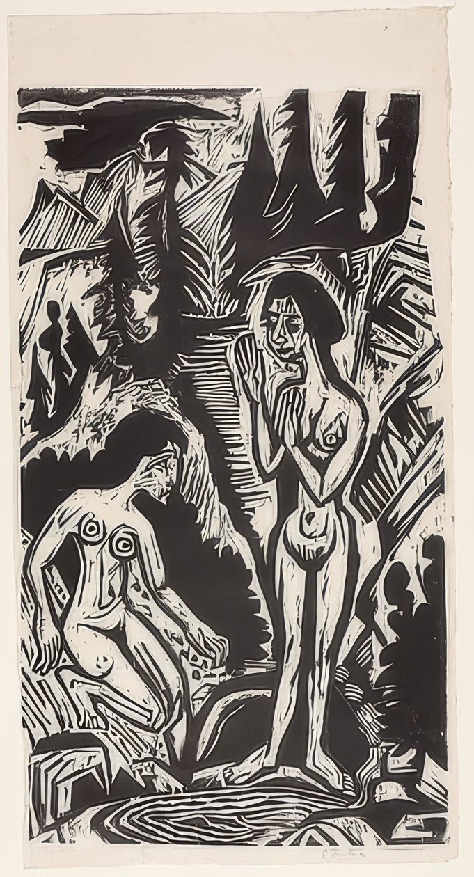 Kayalarda yıkananlar. 1921 by Ernst Ludwig Kirchner