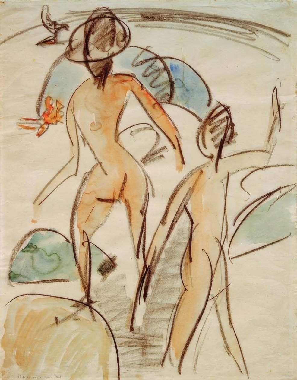 Şapkalı yüzücüler by Ernst Ludwig Kirchner