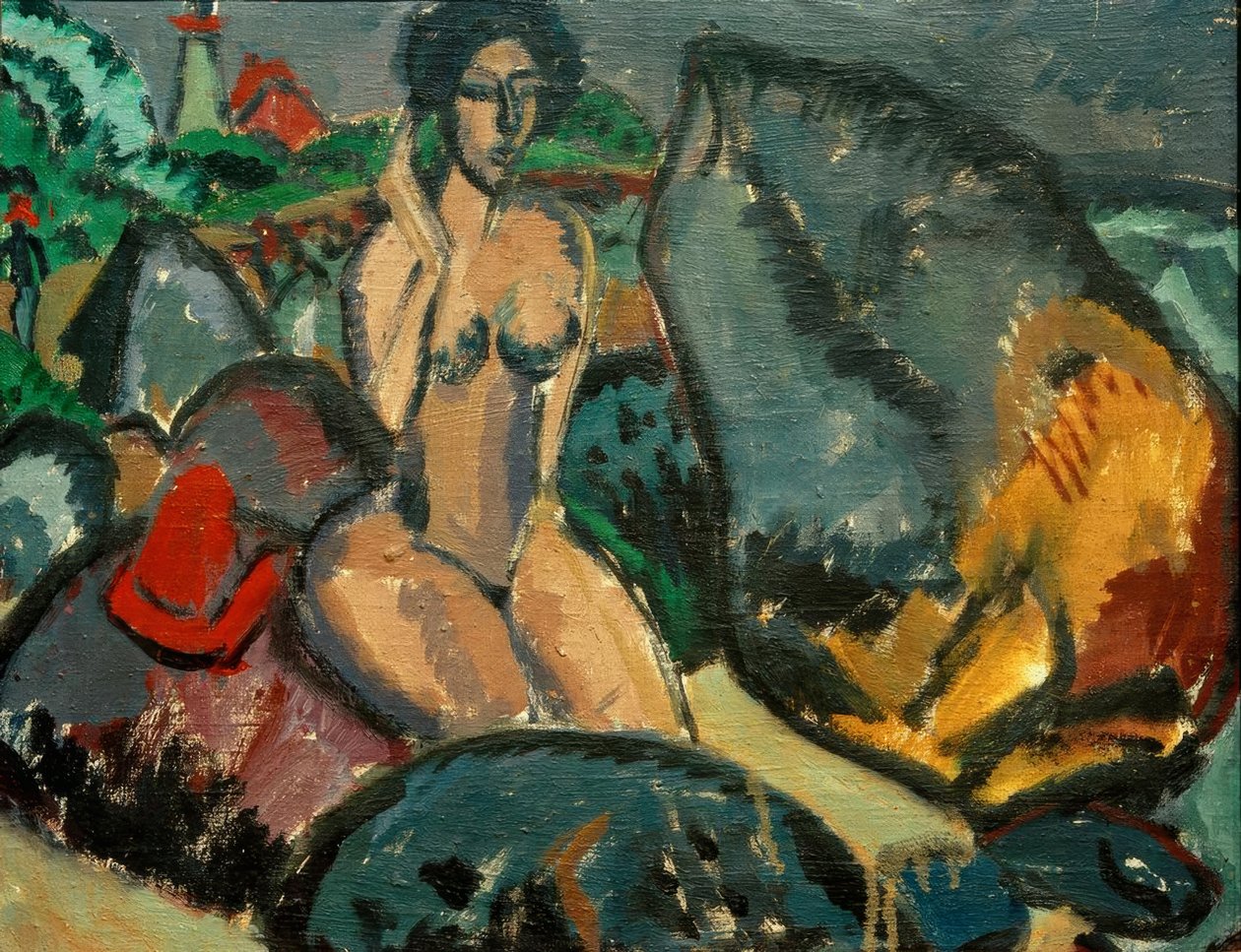 taşlar arasında banyo yapanlar by Ernst Ludwig Kirchner
