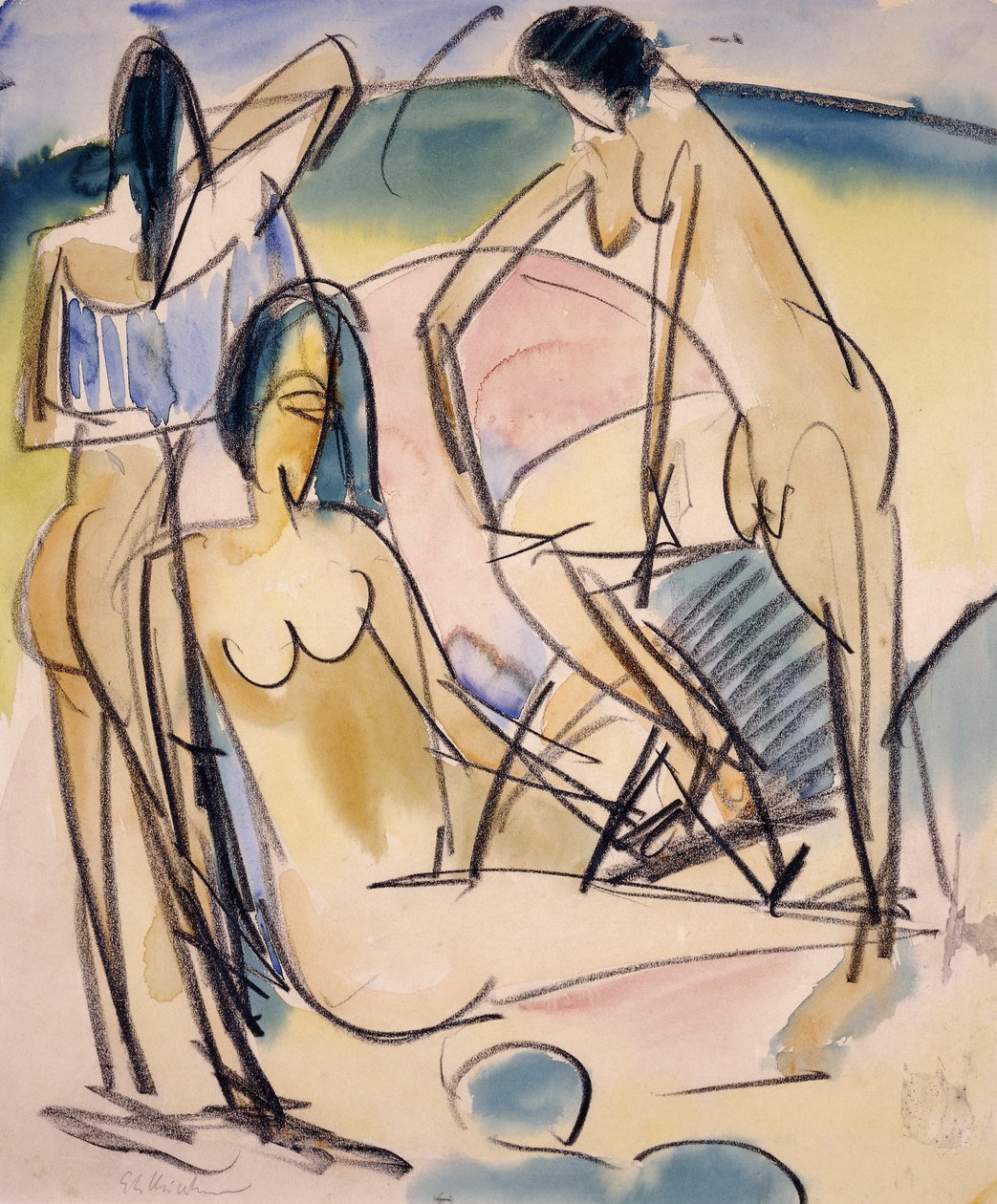 Sahilde Yıkananlar, Fehmarn, by Ernst Ludwig Kirchner