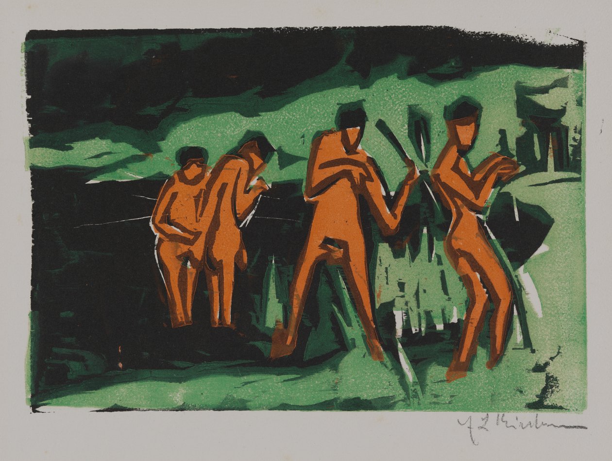 Yıkananlar sazlık fırlatıyor by Ernst Ludwig Kirchner