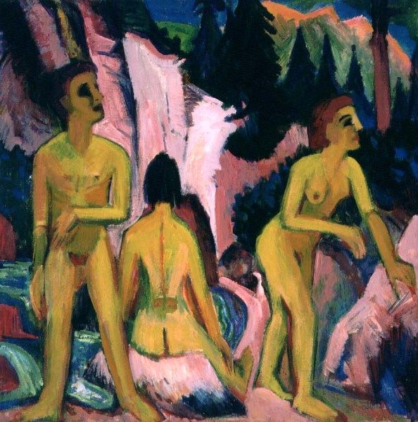 Banyo figürleri (guaj) by Ernst Ludwig Kirchner