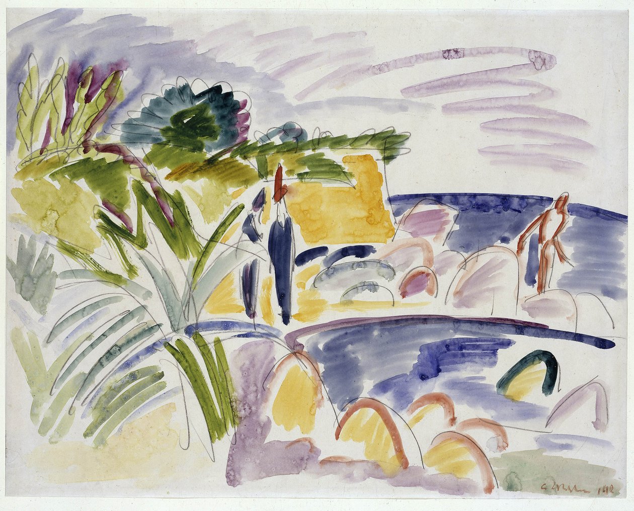 Fehmarn sahili, 1913 by Ernst Ludwig Kirchner