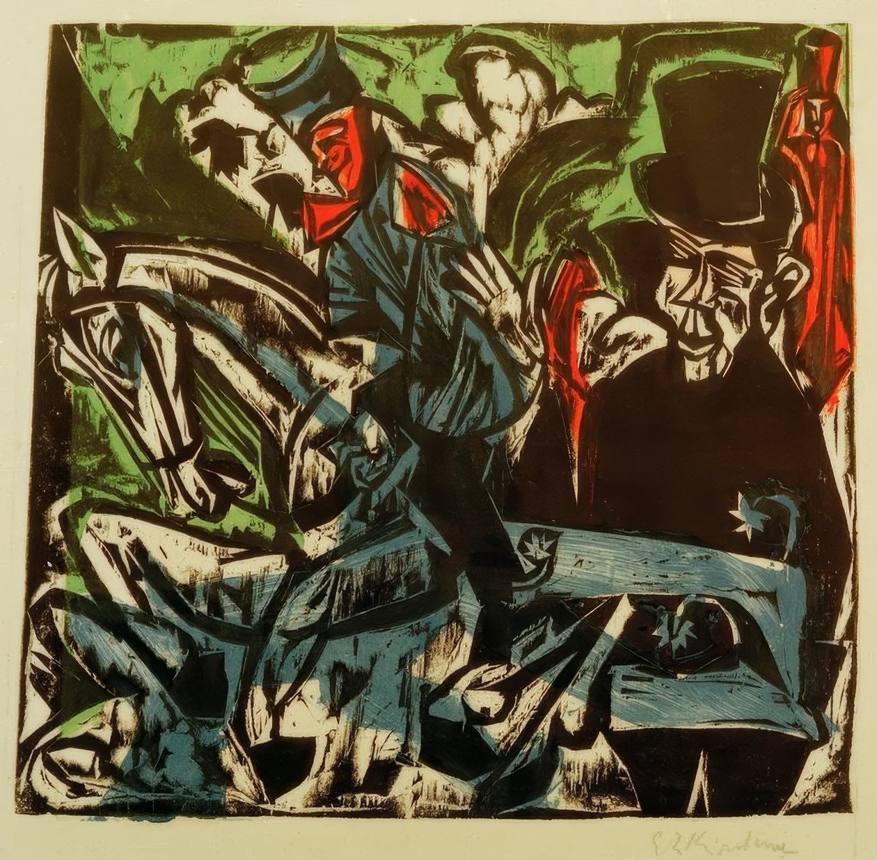 Schlemihl sokakta küçük gri adamla tanışıyor by Ernst Ludwig Kirchner
